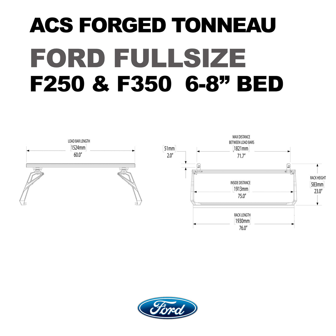 Leitner Designs ACS Forged Tonneau - Rails Only - Ford