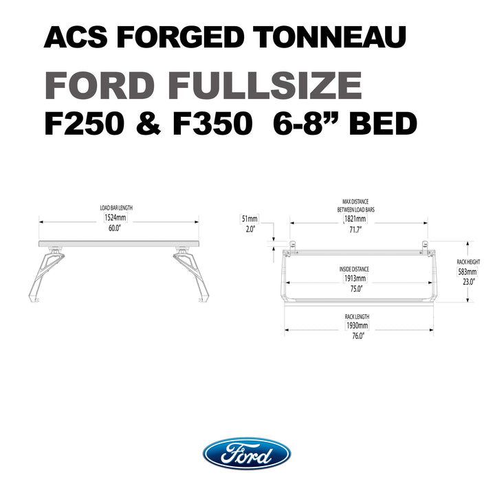Leitner Designs ACS Forged Tonneau - Rails Only - Ford