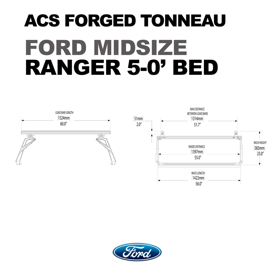 Leitner Designs ACS Forged Tonneau - Rails Only - Ford