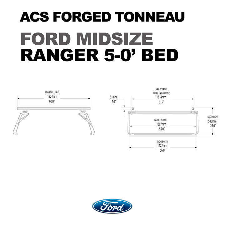 Leitner Designs ACS Forged Tonneau - Rails Only - Ford