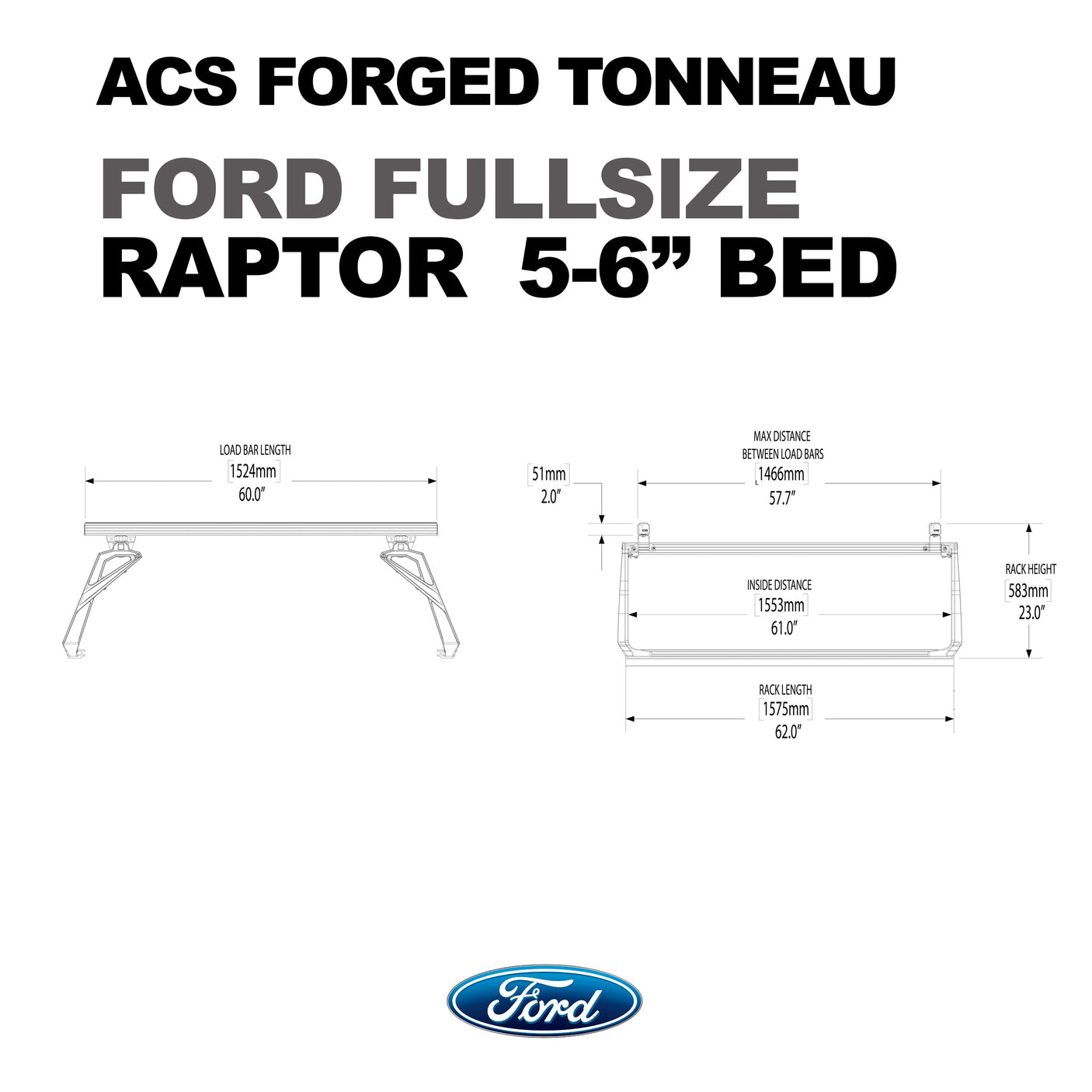 ACS Forged Tonneau - Rails Only - Ford