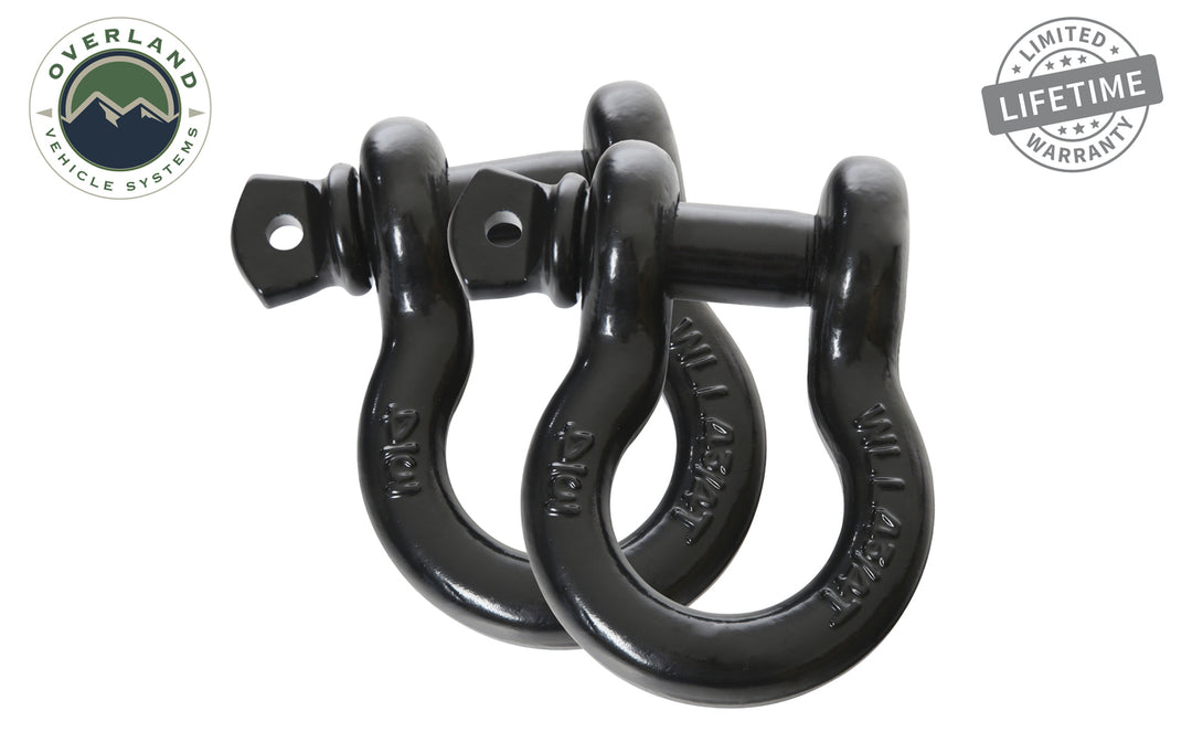 Overland Vehicle Systems Recovery Shackle 3/4" 4.75 Ton Black - Sold In Pairs