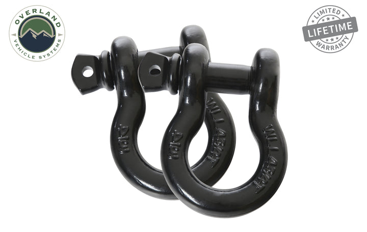 Overland Vehicle Systems Recovery Shackle 3/4" 4.75 Ton Black - Sold In Pairs