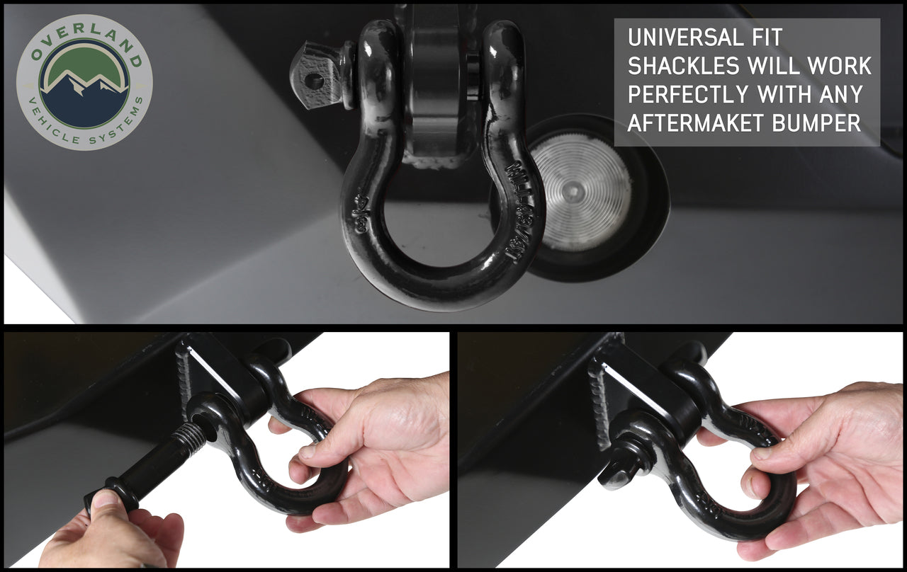 Overland Vehicle Systems Recovery Shackle 3/4" 4.75 Ton Black - Sold In Pairs