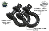Overland Vehicle Systems Recovery Shackle 3/4" 4.75 Ton Black - Sold In Pairs