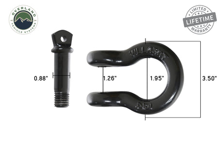 Overland Vehicle Systems Recovery Shackle 3/4" 4.75 Ton Black - Sold In Pairs