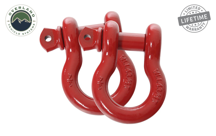 Overland Vehicle Systems Recovery Shackle 3/4" 4.75 Ton Red - Sold In Pairs