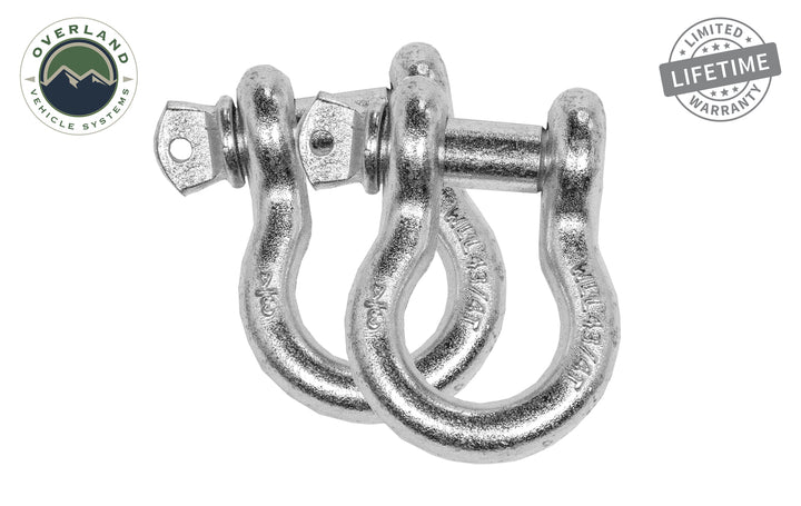 Overland Vehicle Systems Recovery Shackle D-Ring 3/4" 4.75 Ton Zinc - Sold In Pairs