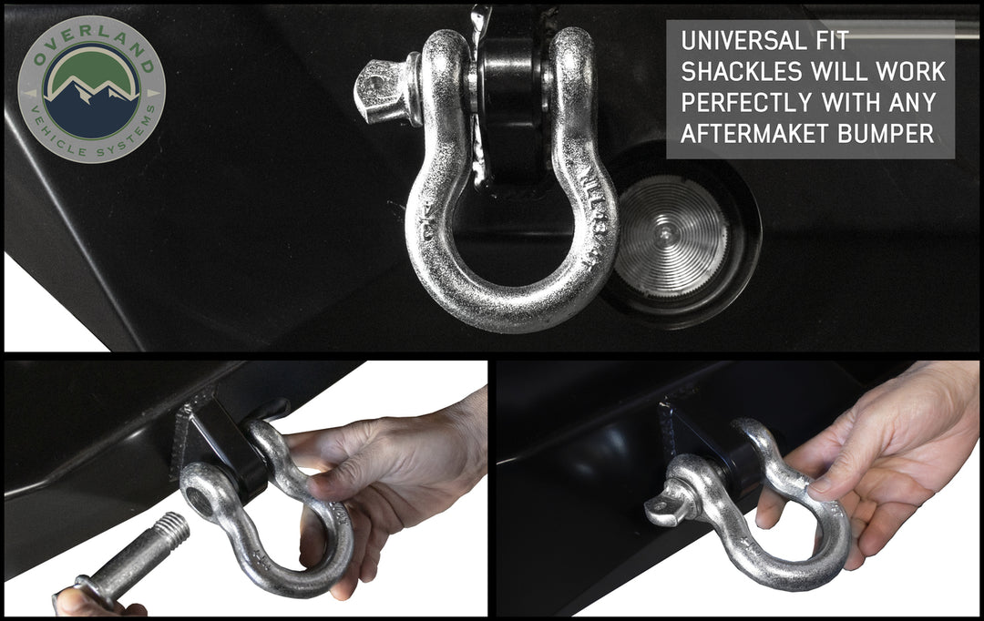 Overland Vehicle Systems Recovery Shackle D-Ring 3/4" 4.75 Ton Zinc - Sold In Pairs