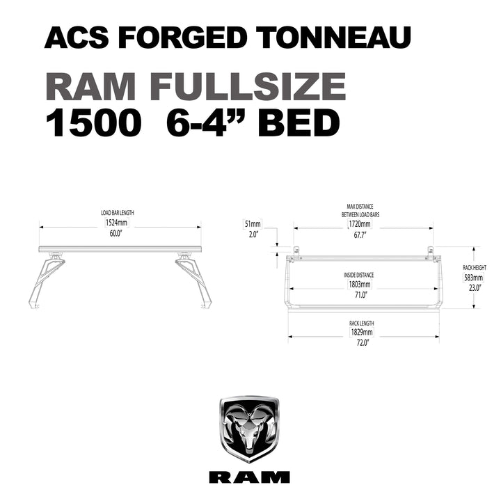 Leitner Designs ACS Forged Tonneau - Rails Only - RAM