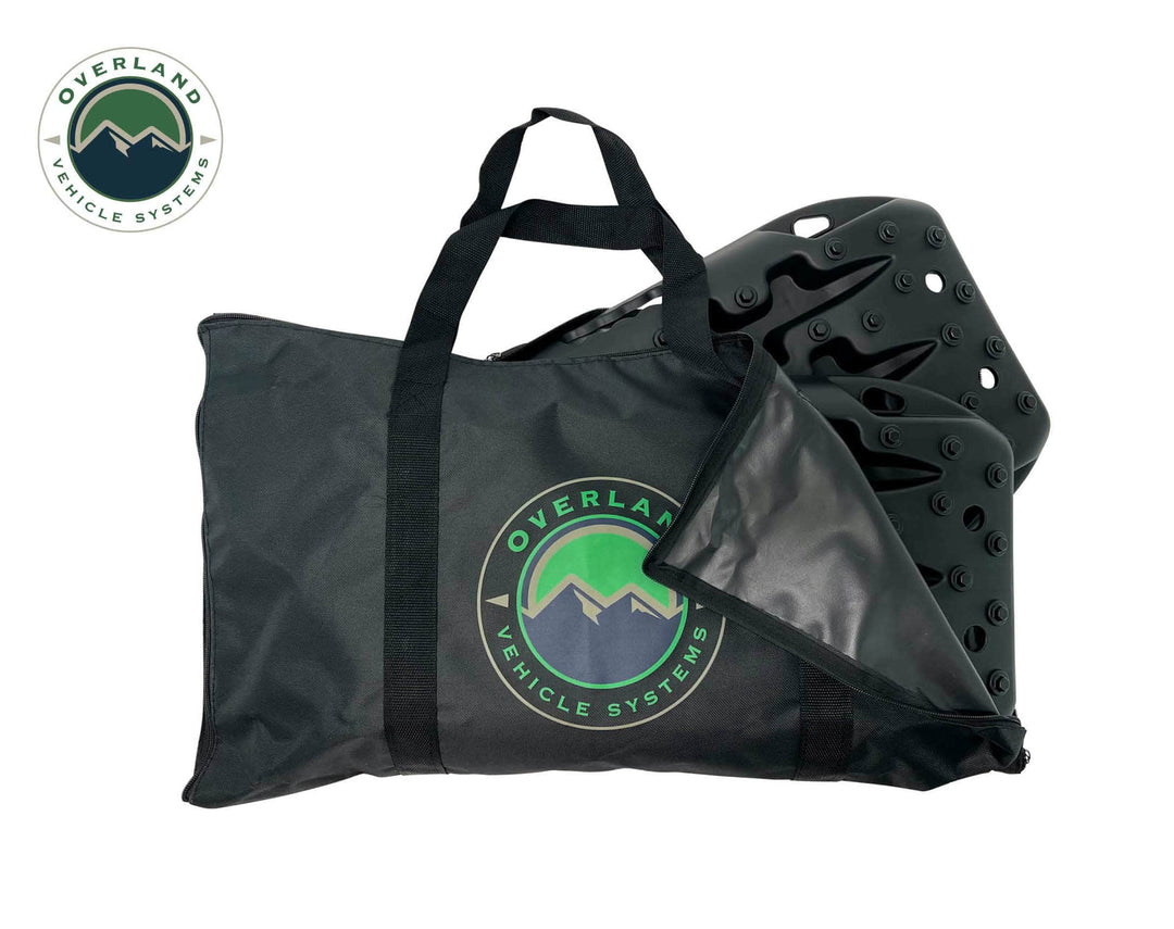 Overland Vehicle Systems Recovery Ramp Small With Pull Strap and Storage Bag- Black