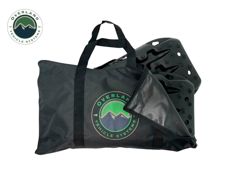 Overland Vehicle Systems Recovery Ramp Small With Pull Strap and Storage Bag- Black
