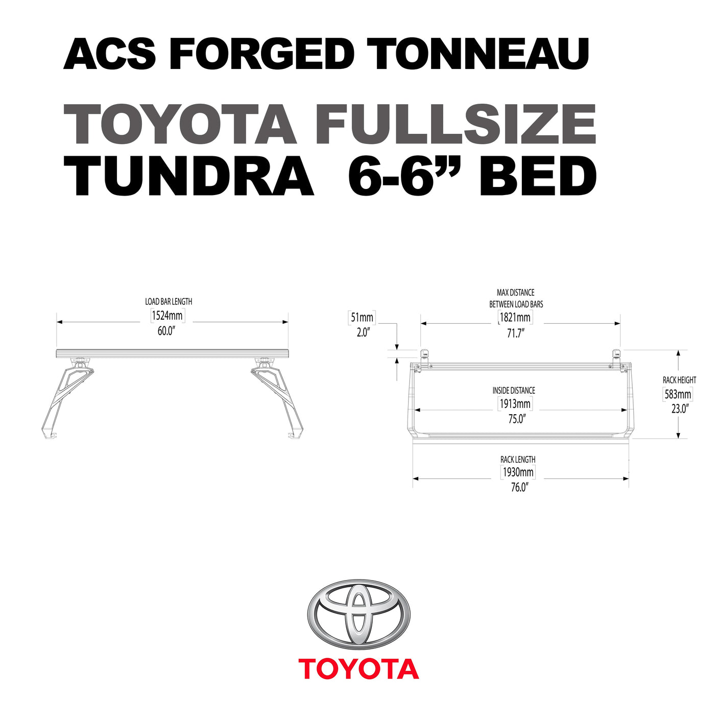 ACS Forged Tonneau - Rails Only - Toyota