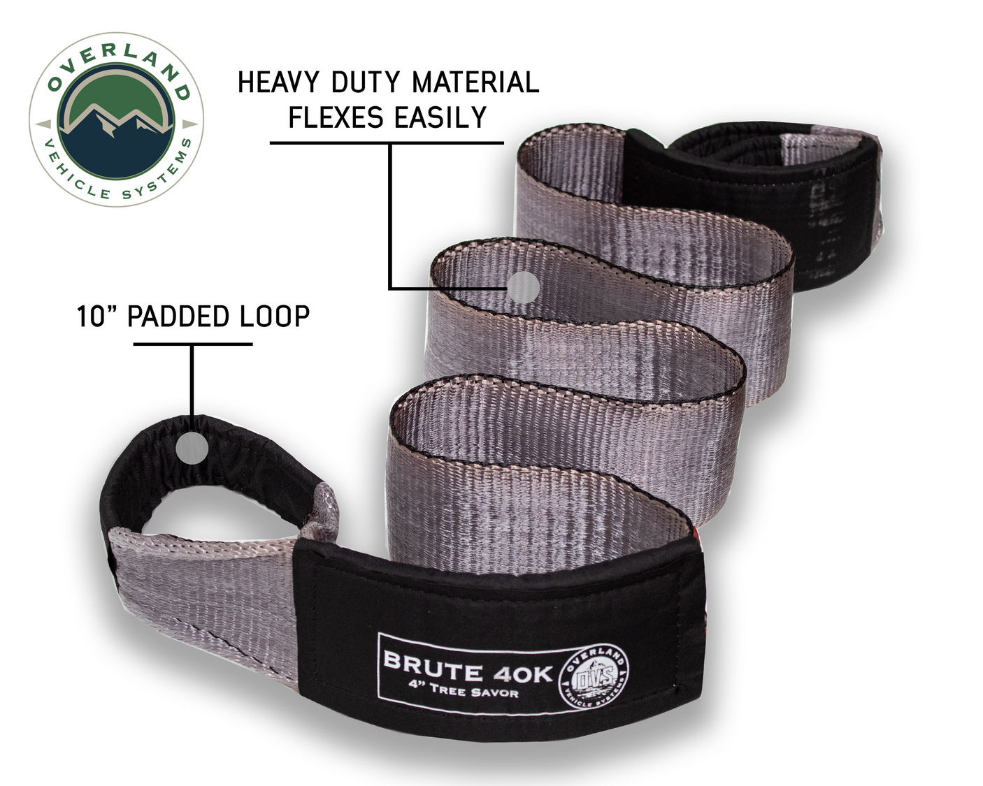 Overland Vehicle Systems Tree Saver Tow Strap 40,000 Lb. 4" X 8'