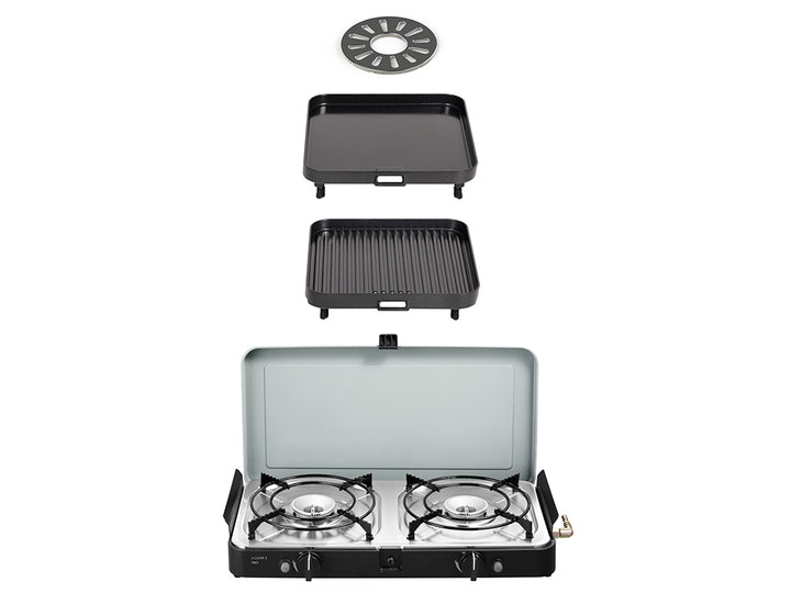CADAC 2 Cook 3 Pro Deluxe 2-burner portable camp stove front view