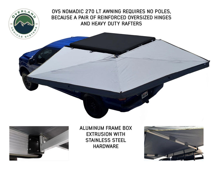 Overland Vehicle Systems HD Nomadic 270 LT Awning - Driver Side - Dark Gray With Black Travel Cover