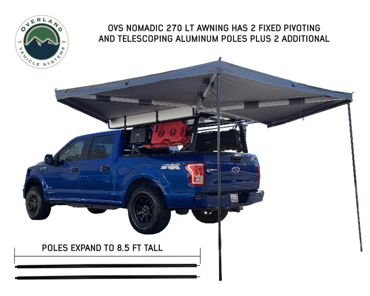 Overland Vehicle Systems HD Nomadic 270 LT Awning - Driver Side - Dark Gray With Black Travel Cover